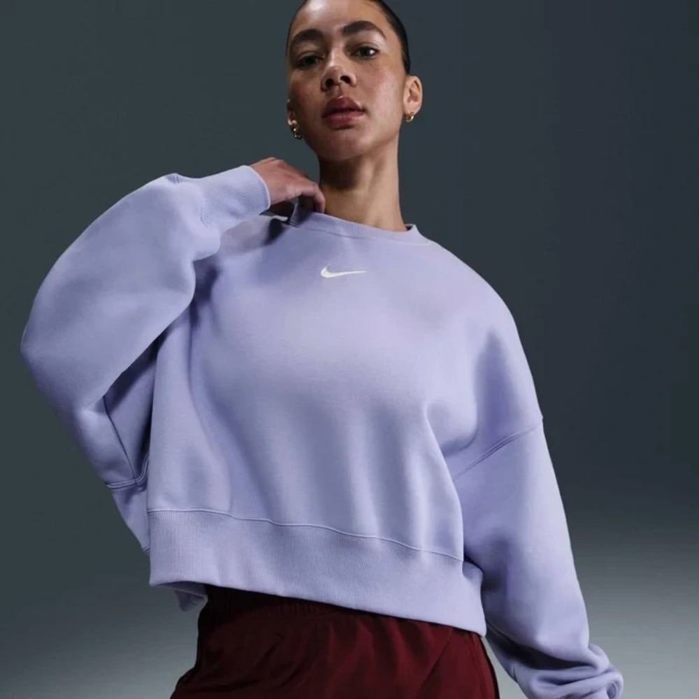 Nike Phoenix Fleece Oversized Sweatshirt Womens Medium Purple DQ5761 684